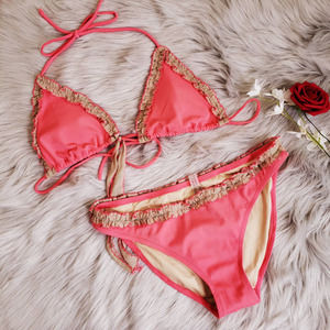 Victoria Secret Neon Salmon Pink Bikini 2 PC Set